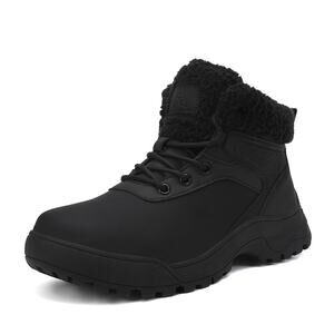 Womens Winter Snow Boots US 7 Black Faux Fur Lined Lace Up Outdoor 7035